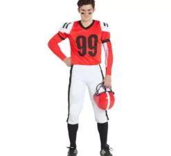 Costume da Giocatore di rugby rosso e bianco per uomo