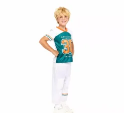 Costume da giocatore di rugby verde e bianco per bambini