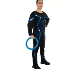 Costume da giocatore di videogiochi nero e blu per uomo