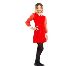 Costume da giovane strega vestito rosso per bambina