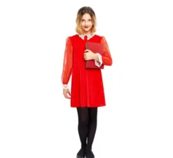 Costume da giovane strega vestito rosso per bambina