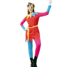Costume da giullare multicolor con maschera per donna