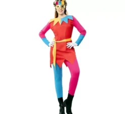 Costume da giullare multicolor con maschera per donna