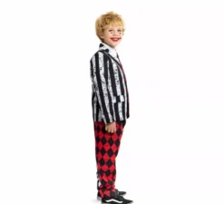 Costume da Giullare Sinistro a Righe e Rombi per Bambini