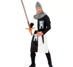 Costume da guerriero medievale bianco da uomo