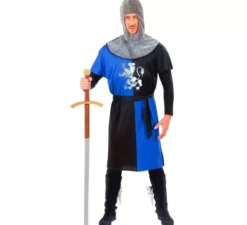 Costume da guerriero medievale blu da uomo