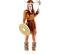 Costume da guerriero vichingo marrone per donna