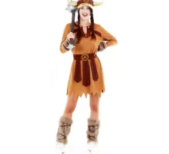 Costume da guerriero vichingo marrone per donna