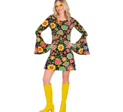 Costume da hippie alla moda con fiori anni '60 per donna