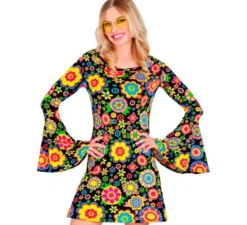 Costume da hippie alla moda con fiori anni '60 per donna
