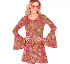 Costume da hippie alla moda con motivi cachemire anni '60 per donna