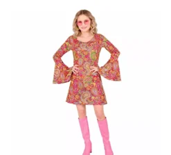 Costume da hippie alla moda con motivi cachemire anni '60 per donna