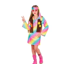 Costume da hippie arcobaleno per ragazze e adolescenti