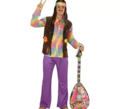 Costume da hippie arcobaleno per uomo