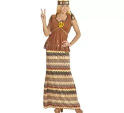 Costume da hippie a righe colorate per donna