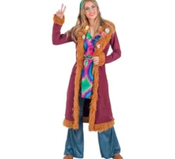 Costume da Hippie bordeaux per donna