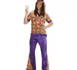 Costume da hippie con campana di velluto da uomo