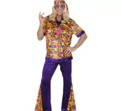 Costume da hippie con campana di velluto da uomo