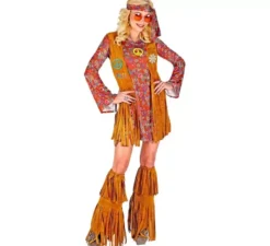 Costume da hippie con copristivali e frange per donna
