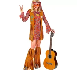 Costume da hippie con copristivali e frange per donna
