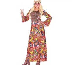 Costume da hippie con figure multicolori per donna