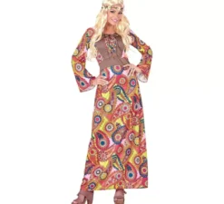 Costume da hippie con figure multicolori per donna