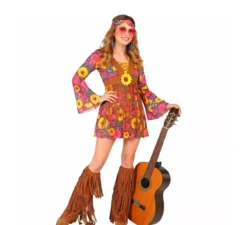 Costume da hippie floreale con frange per donna