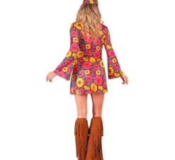 Costume da hippie floreale con frange per donna