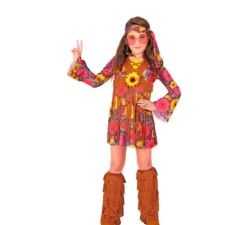 Costume da hippie floreale con frange per ragazze e ragazzi