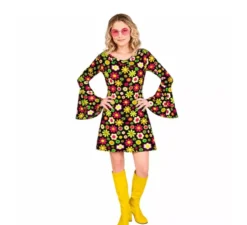 Costume da hippie floreale scuro degli anni '60 per donna