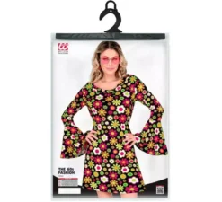 Costume da hippie floreale scuro degli anni '60 per donna