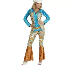 Costume da hippie in velluto blu da donna