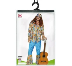 Costume da hippie in velluto blu da uomo
