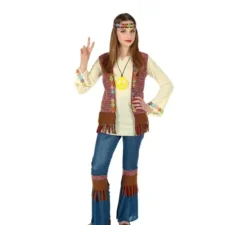 Costume da hippie marrone con collana per ragazze e adolescenti
