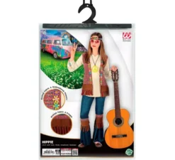 Costume da hippie marrone con collana per ragazze e adolescenti