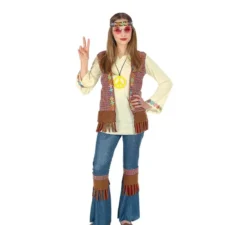 Costume da hippie marrone con collana per ragazze e adolescenti