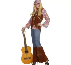 Costume da hippie psichedelico con gilet per donna