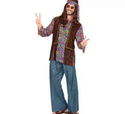 Costume da hippie psichedelico con gilet per uomo