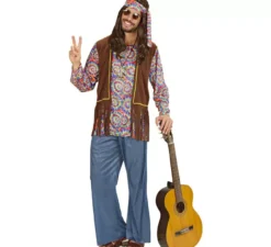 Costume da hippie psichedelico con gilet per uomo