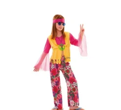 Costume da Hippie rosa per bambina