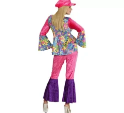 Costume da hippie rosa velluto da donna