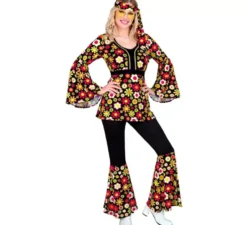 Costume da hippie scuro degli anni '60 per donna