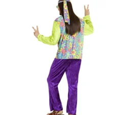 Costume da hippie viola in velluto da uomo