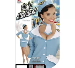 Costume da hostess blu con cravatta per donna