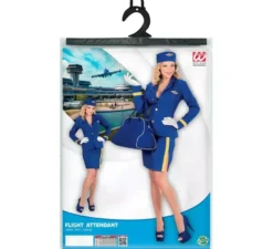 Costume da hostess blu scuro con cappello per donna