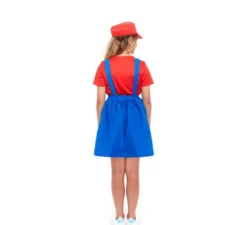 Costume da idraulico rosso da videogioco per bambina