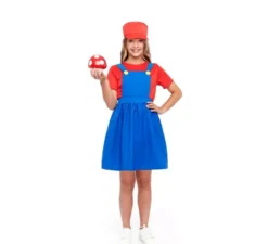 Costume da idraulico rosso da videogioco per bambina