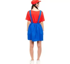 Costume da idraulico rosso da videogioco per donna