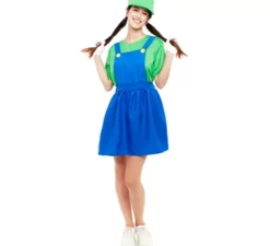 Costume da idraulico verde per videogiochi da donna