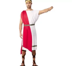Costume da Imperatore Romano con Scialle Rosso per Uomo